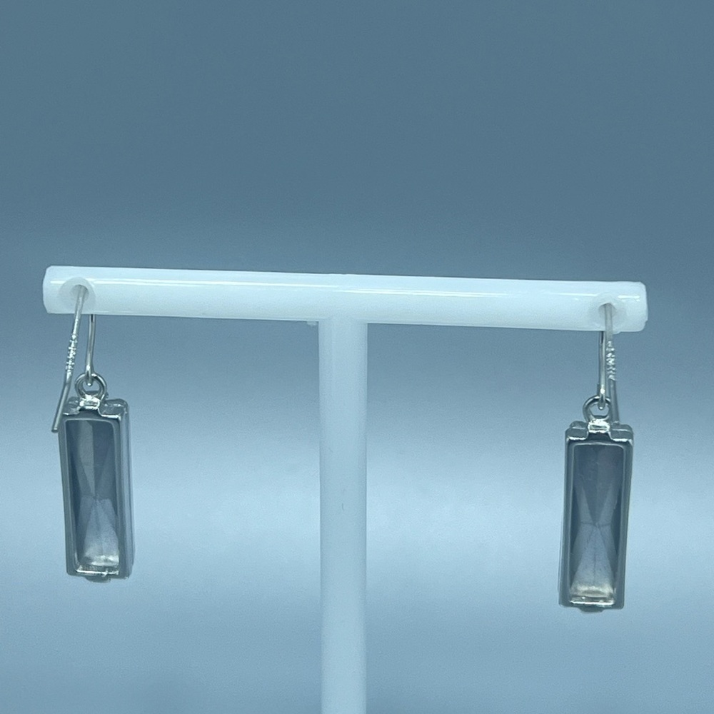Rectangular Crystal Drop Earrings In Silver-Plate - image 7